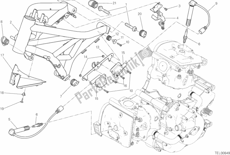 Todas as partes de Quadro, Armação do Ducati Monster 821 Dark 2016